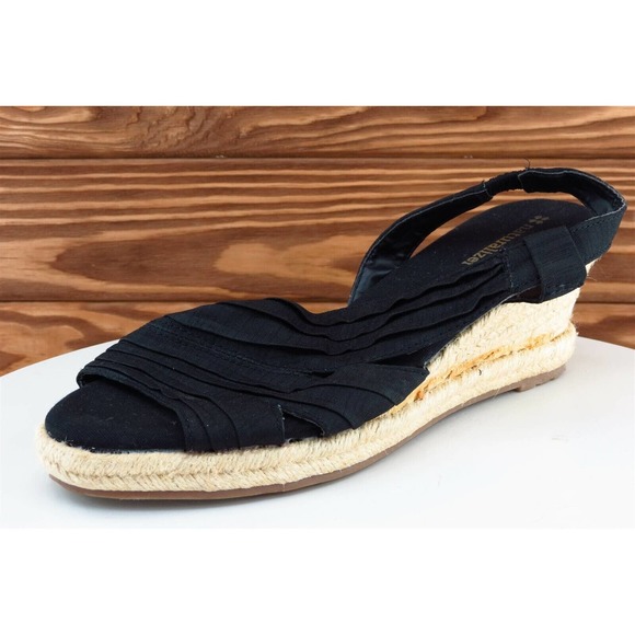 Naturalizer‎ Women Sz 7.5 M Black Wedge Synthetic Shoes Banna - Picture 1 of 7